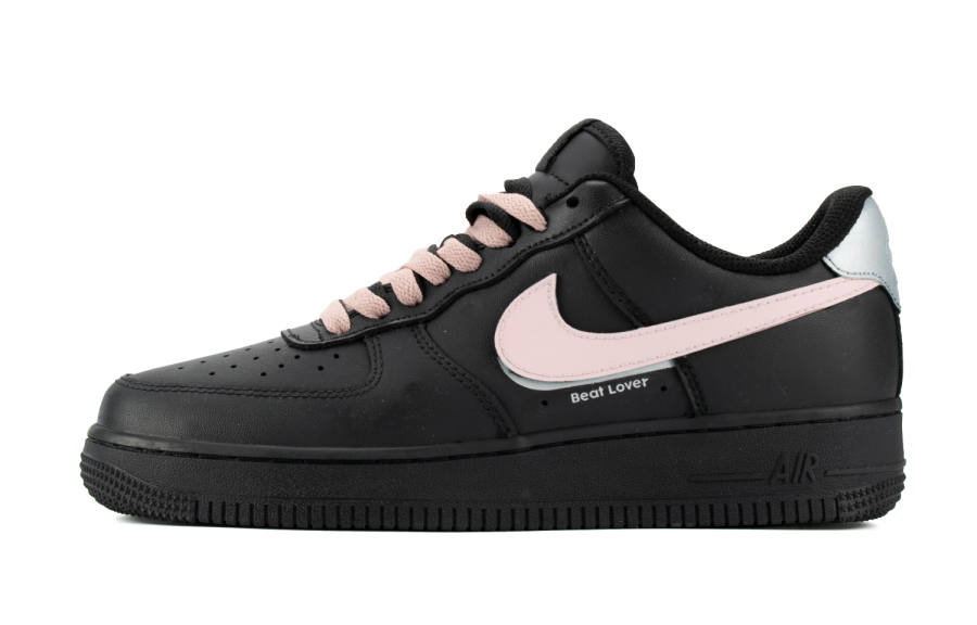 Nike Nike Air Force 1 Leather Slip Resistant Abrasion Resistant Low top Skateboard Shoes Unisex Black Pink