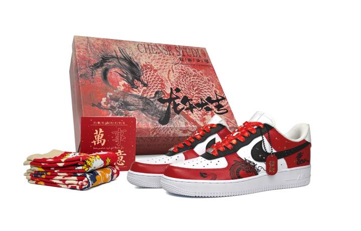 Nike Nike Air Force 1 Low top Skateboard Shoes Men's Red White