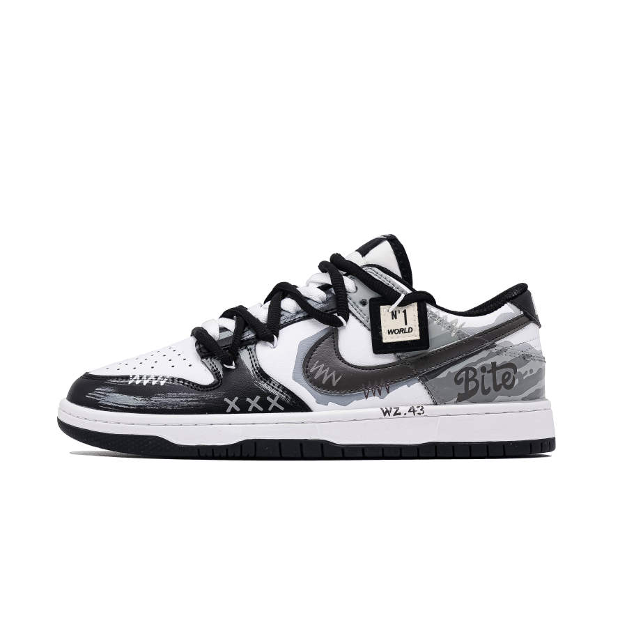 Nike Nike Dunk Street Artist Abrasion Resistant Abrasion Resistant Low top Skateboard Shoes Unisex Black White Gray