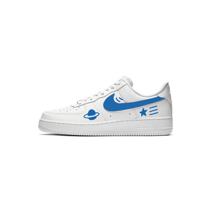 Nike Nike Air Force 1 07 Constellations Abrasion Resistant Abrasion Resistant Low top Skateboard Shoes Unisex White Blue