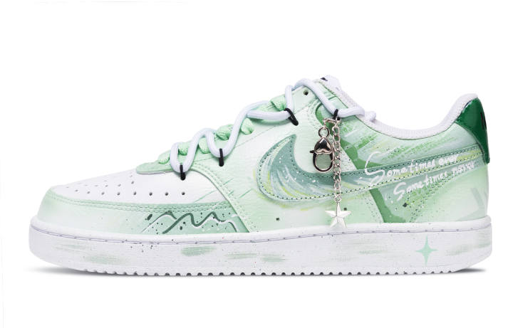 Nike Nike Court Vision 1 Abrasion Resistant Low top Skateboard Shoes Unisex White Green