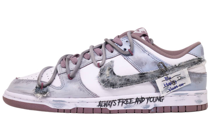 Nike Nike Dunk Abrasion Resistant Low top Skateboard Shoes Unisex Gray Pink