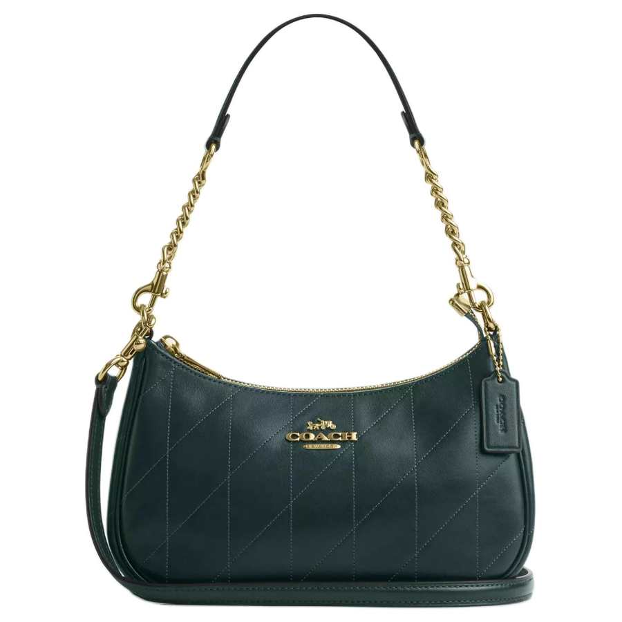 COACH COACH Teri Leather Shoulder Bag Medium Women's Green