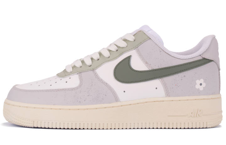 Nike Nike Air Force 1 Green Floral WS Low top Skateboard Shoes Men's Gray White