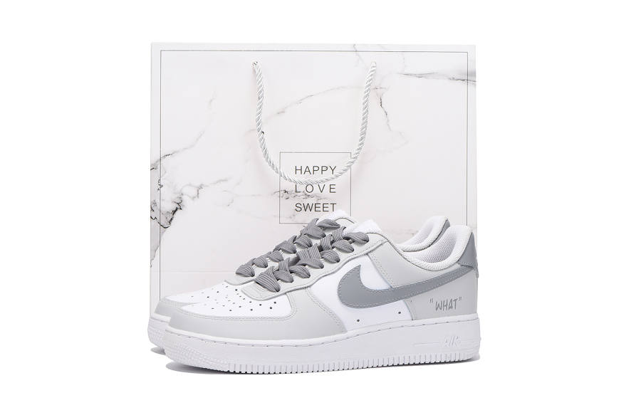 Nike Nike Air Force 1 Coverage Slip Resistant Abrasion Resistant Low top Skateboard Shoes Unisex Gray White