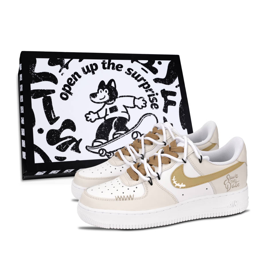 Nike Nike Air Force 1 Air Force 1, Minimalist Style Letter Abrasion Resistant Low top Skateboard Shoes Unisex Brown