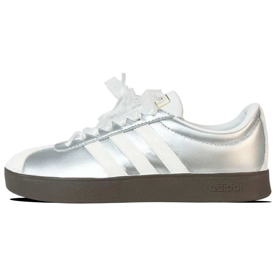 Adidas Neo VL Court 2.0 Leather Coverage Cushioning Coverage Cushioning Low top Skateboard Shoes Women's Silver White