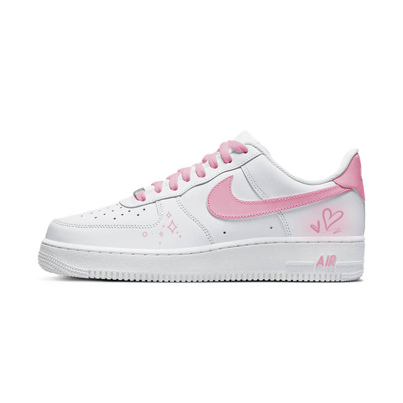 Nike Nike Air Force 1 Slip Resistant Abrasion Resistant Low top Skateboard Shoes Women's White Pink