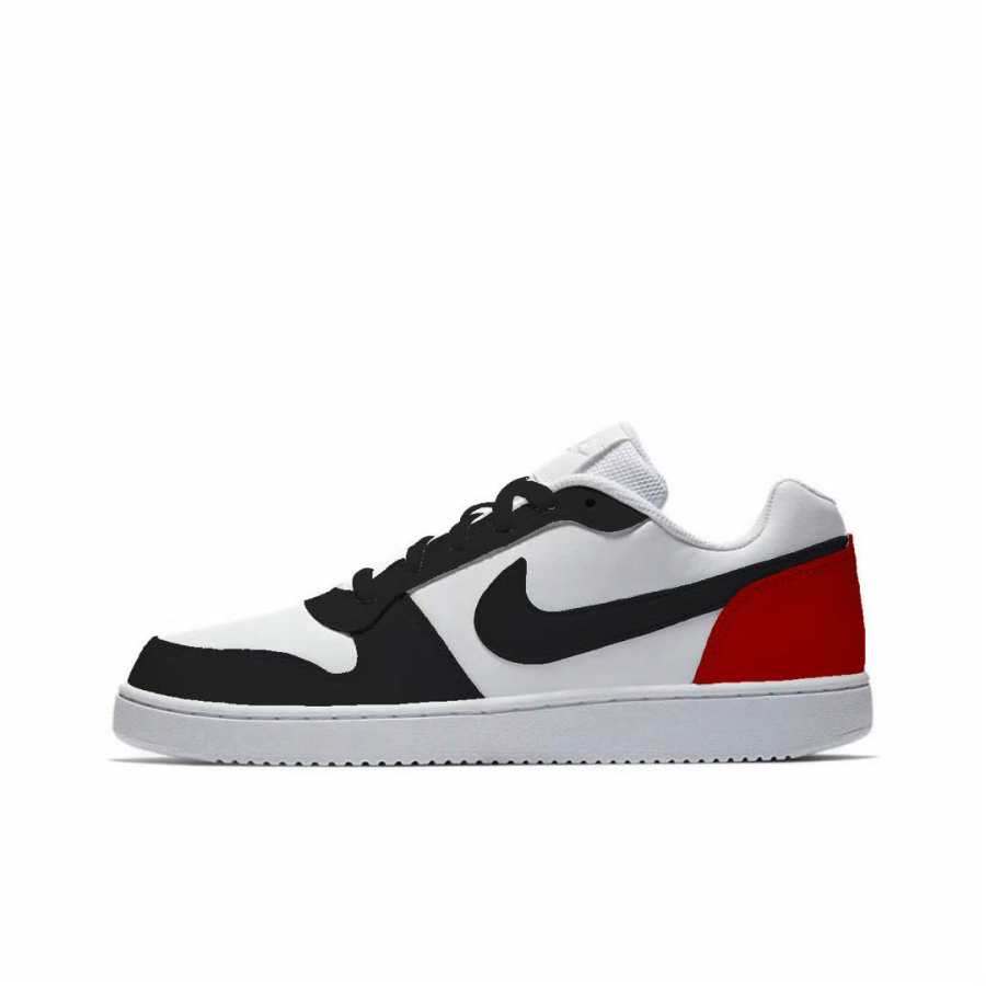 Nike Nike EBERNON Night Ash Scarlet Leather Slip Resistant Abrasion Resistant Low top Skateboard Shoes Men's Black Red