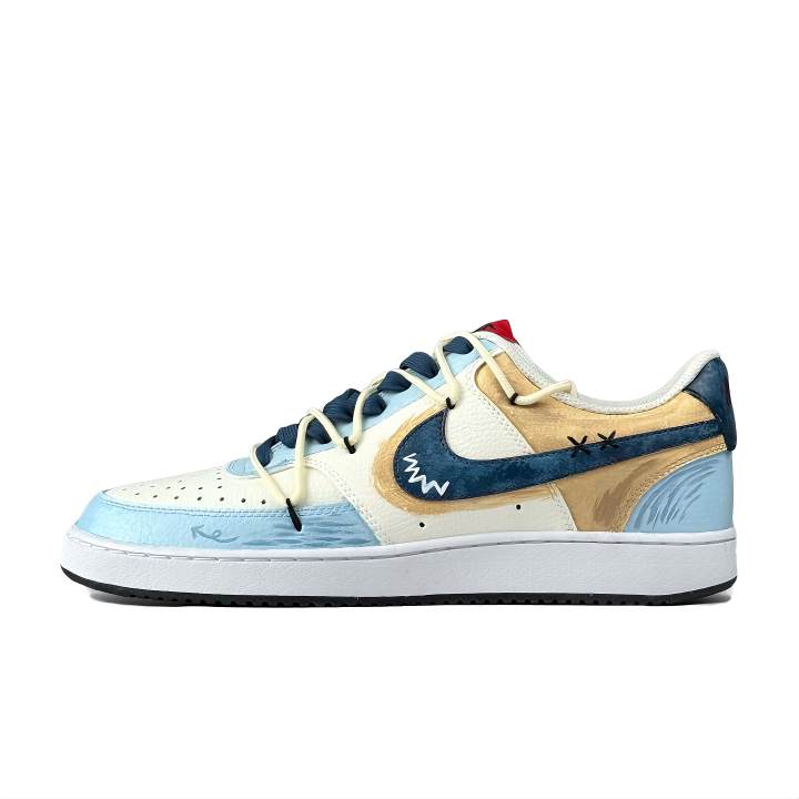 Nike Nike Court Vision 1 Sea Salt Wave Shadow Abrasion Resistant Low Top Skateboard Shoes Men's Blue White