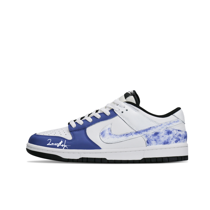 Nike Nike Dunk Abrasion Resistant Low top Skateboard Shoes Unisex Black White Blue
