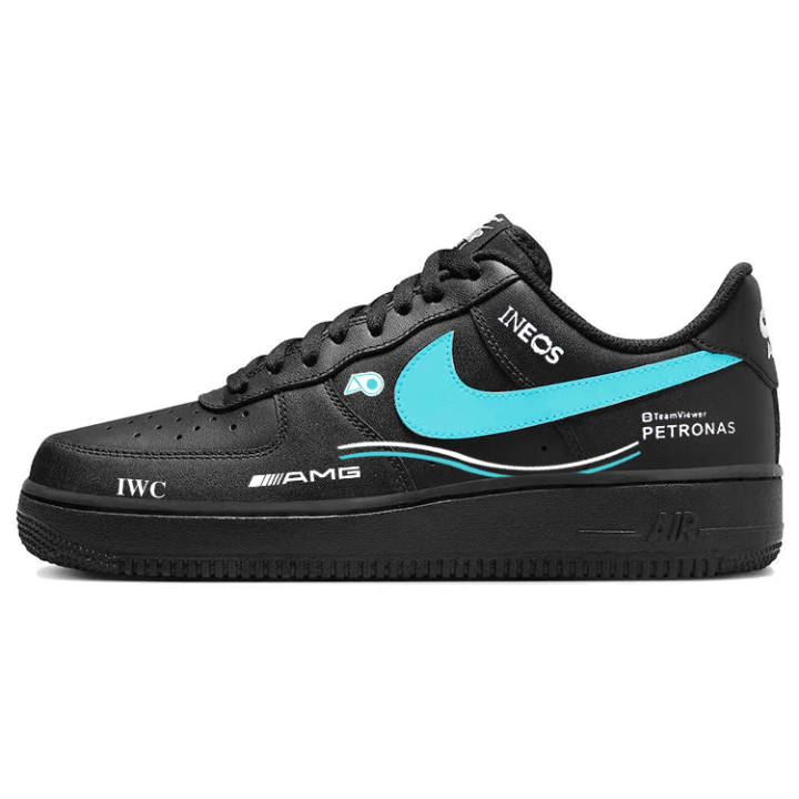 Nike Nike Air Force 1 Slip Resistant Abrasion Resistant Low top Skateboard Shoes Unisex Black Blue