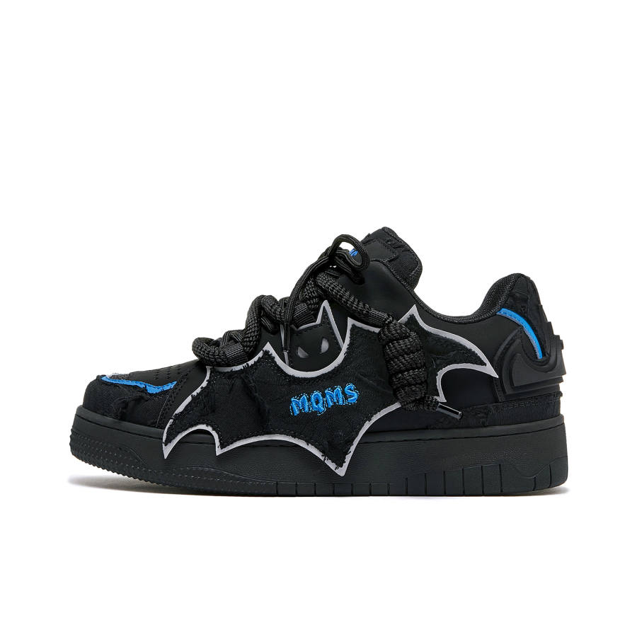 MQMS Trendy And Cool Collection Black Warrior Bat Puffy Shoes Low top Skateboard Shoes Unisex Chic Black Blue