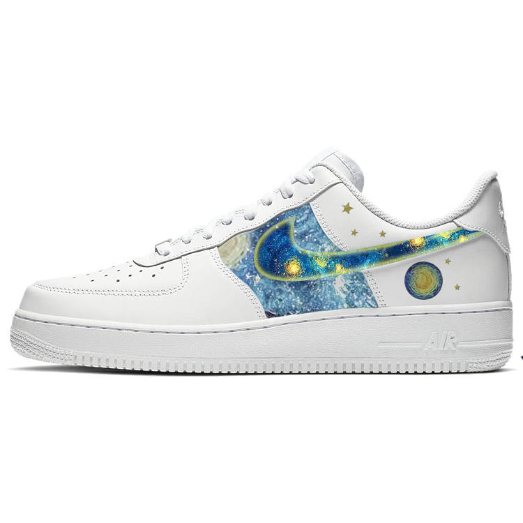 Nike Nike Air Force 1 Slip Resistant Cushioning Low top Skateboard Shoes Unisex White Blue