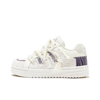 MQMS Distressed Aesthetic Designed White Puffy Sneakers Trendy Shoes