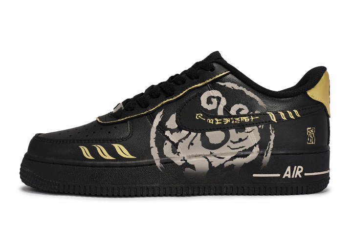 Nike Nike Air Force 1 07 811 Manufacturing, Gilded Tiger Amulet Low top Skateboard Shoes Women's Black Silver