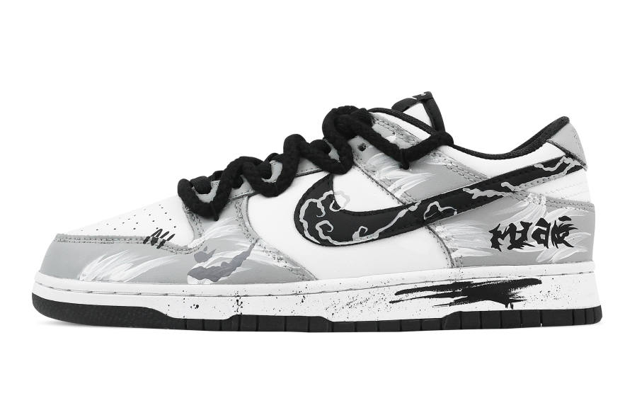 Nike Nike Dunk Cloud Roar Ink Tide Leather Abrasion Resistant Low top Skateboard Shoes Unisex Gray White