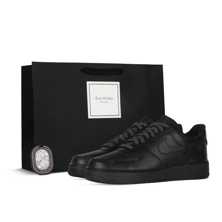 Nike Nike Air Force 1 Leather Coverage Cushioning Coverage Cushioning Low top Skateboard Shoes Unisex Black