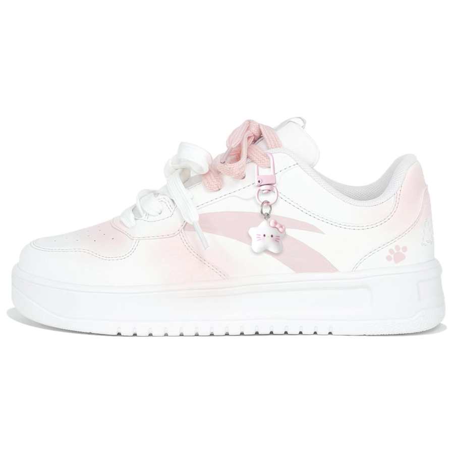 Anta Classic Slip Resistant Abrasion Resistant Low top Skateboard Shoes Women's White Pink