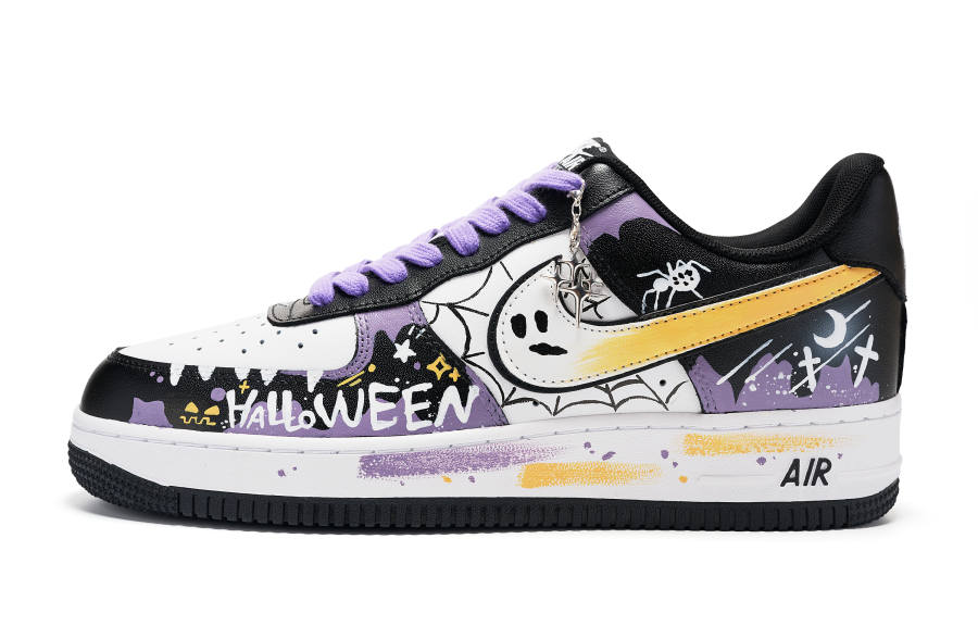 Nike Nike Air Force 1 Trick or treaters Leather Abrasion Resistant Low top Skateboard Shoes Unisex White Black