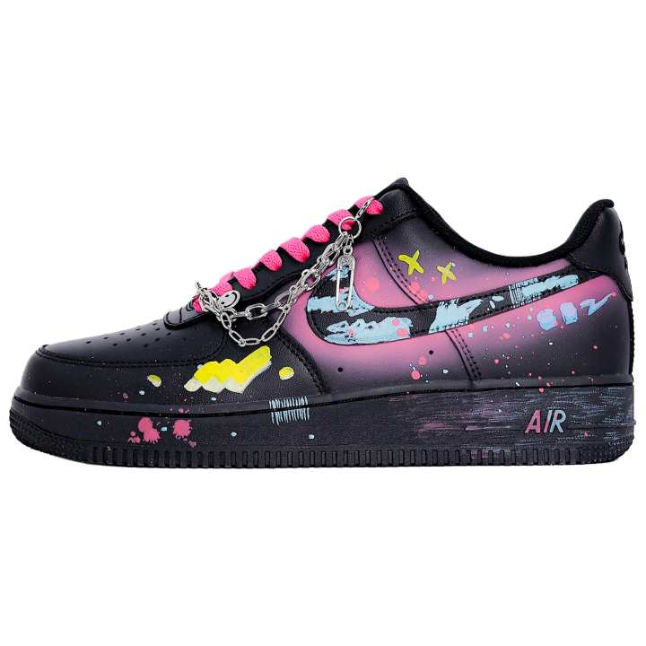 Nike Nike Air Force 1 Abrasion Resistant Low top Skateboard Shoes Unisex Pink Yellow Black