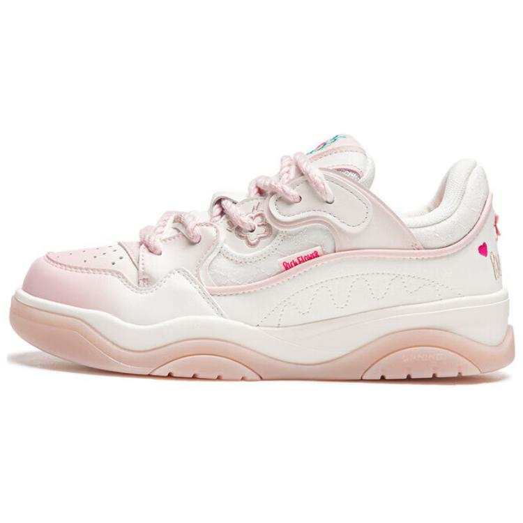 Li-Ning Li Ning Abrasion Resistant Slip Resistant Low top Skateboard Shoes Women's White Pink