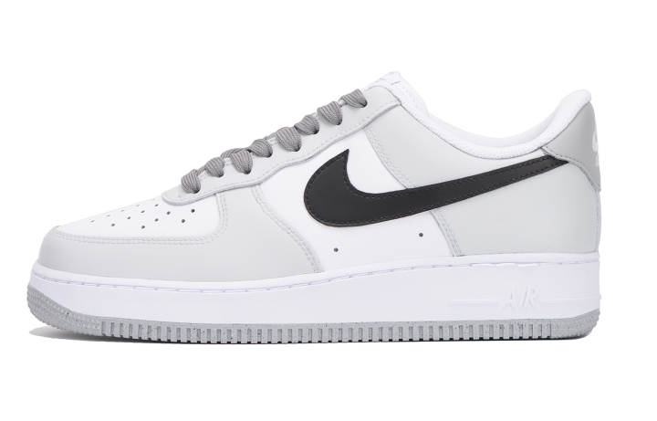Nike Nike Air Force 1 Coverage Slip Resistant Low top Skateboard Shoes Men's Gray White Black