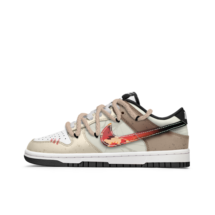 Nike Nike Dunk Fiery Slip Resistant Abrasion Resistant Low top Skateboard Shoes Unisex Beige Brown