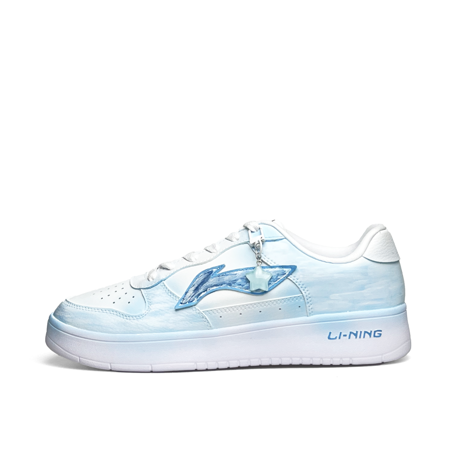 Li-Ning Li Ning Floating Boat Cushioning Lightweight Slip Resistant Low top Skateboard Shoes Unisex White Blue