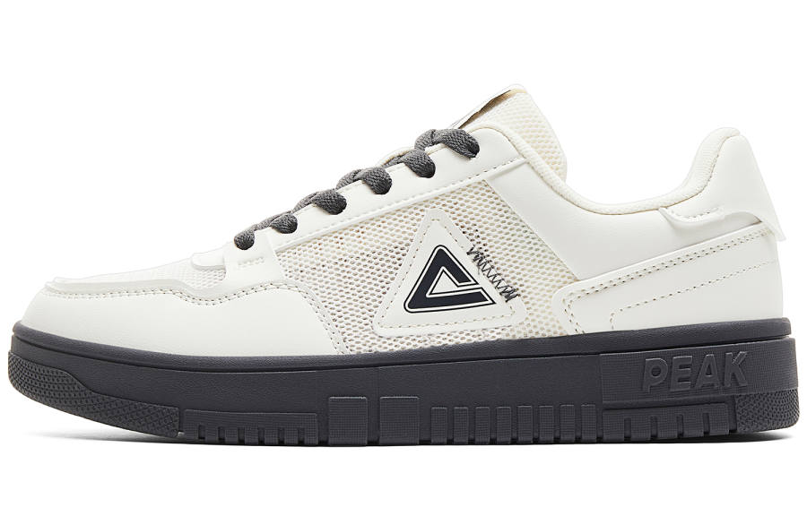 PEAK Slip Resistant, Abrasion Resistant, Breathable Low top Skateboard Shoes Women's Canvas White Dark Gray