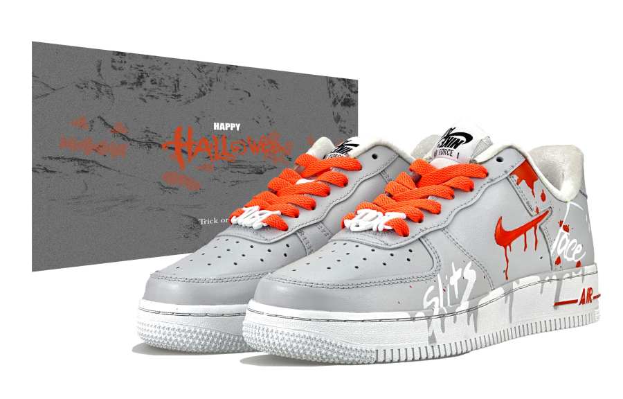 Nike Nike Air Force 1 Slip Resistant Abrasion Resistant Low top Skateboard Shoes Women's Gray Orange