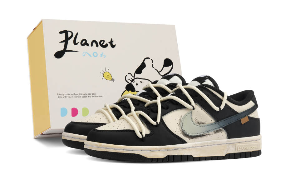 Nike Nike Dunk Slip Resistant, Abrasion Resistant, Lightweight Low top Skateboard Shoes Unisex Black Beige White