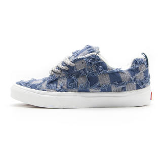 YIBONI Canvas Coverage Slip Resistant And Abrasion Resistant Low top Skateboard Shoes Unisex Light Blue
