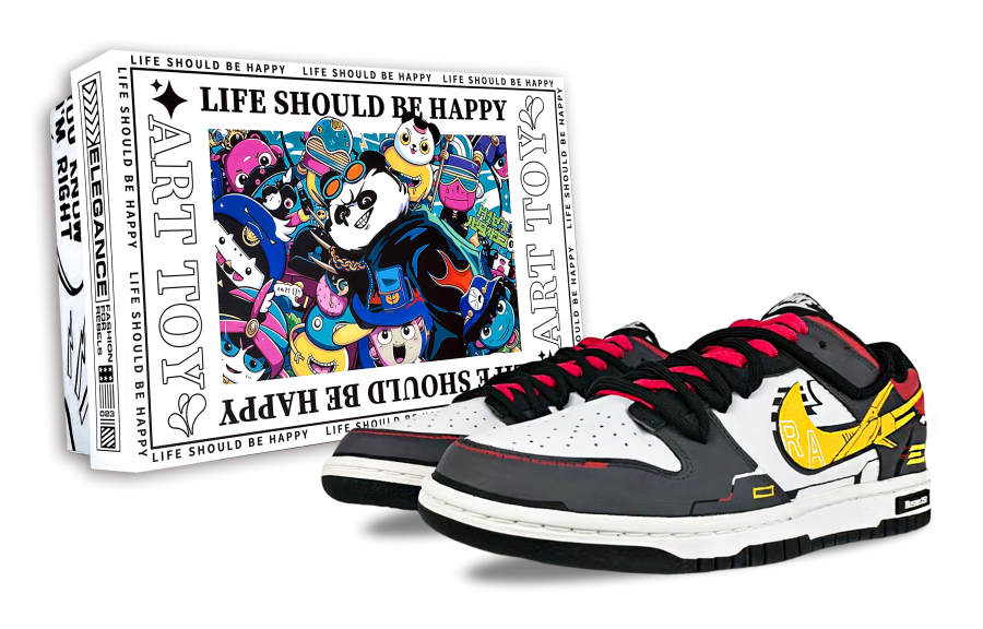 Nike Nike Dunk Fairyland, Passionate Gundam Abrasion Resistant Low top Skateboard Shoes Men's Gray Red Yellow