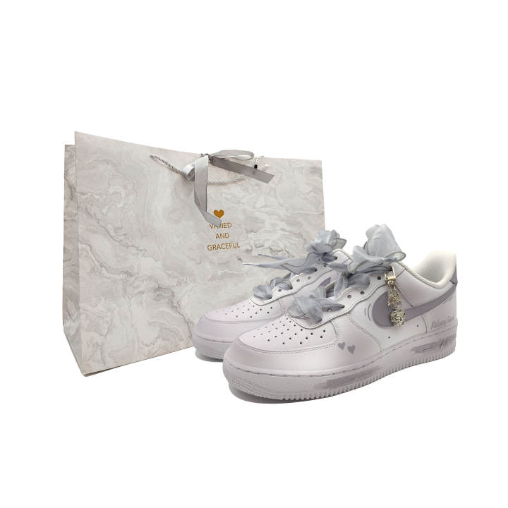 Nike Nike Air Force 1 Slip Resistant Abrasion Resistant Low top Skateboard Shoes Unisex Light Purple