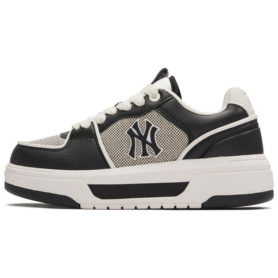 MLB Chunky Liner Textile, Synthetic Leather Low top Skateboard Shoes Unisex Black White