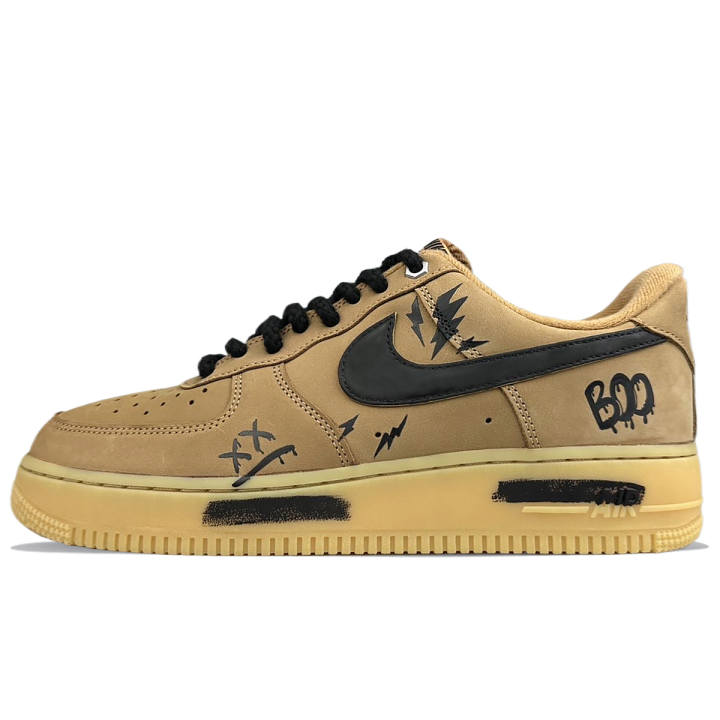 Nike Nike Air Force 1 Slip Resistant, Abrasion Resistant, Lightweight Low top Skateboard Shoes Unisex Black Brown