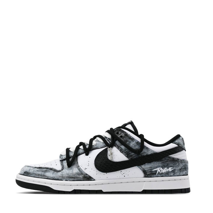 Nike Nike Dunk LOW RETRO Synthetic Leather Abrasion Resistant Abrasion Resistant Low top Skateboard Shoes Unisex Black White