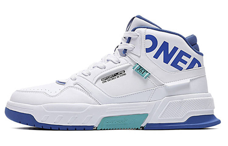 361° Mecha Dominance Fleece Lined Casual Slip Resistant Abrasion Resistant High top Skateboard Shoes White Blue