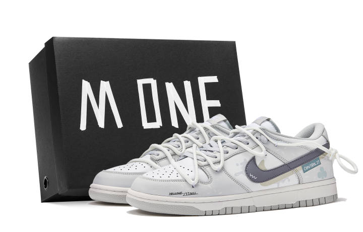 Nike Nike Dunk Low Reverse Flow Slip Resistant Cushioning Low top Skateboard Shoes Men's Gray White