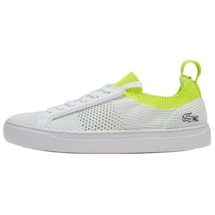 LACOSTE Fabric Breathable Low top Skateboard Shoes Women's White Yellow