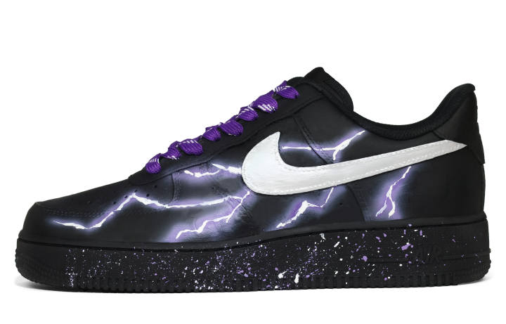 Nike Nike Air Force 1 Slip Resistant Cushioning Low top Skateboard Shoes Unisex Black Purple Silver