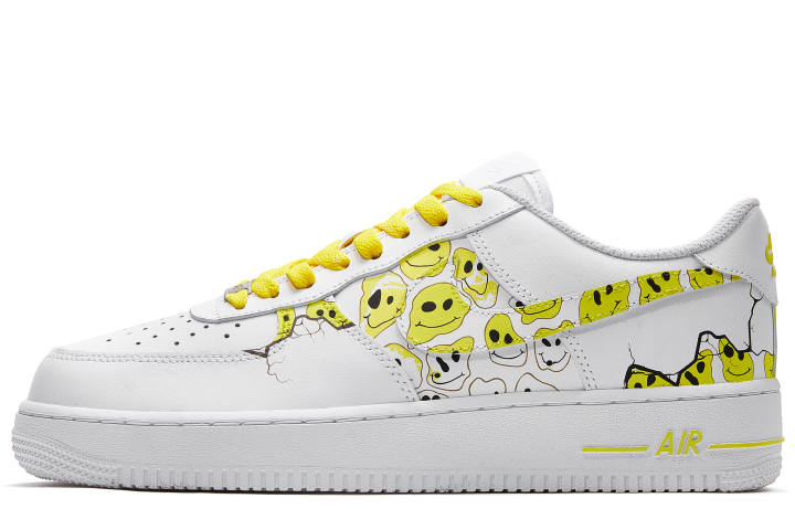 Nike Nike Air Force 1 Low ADCDAVINCI Custom, Smiley Face Slip Resistant Quick Dry Abrasion Resistant Balance