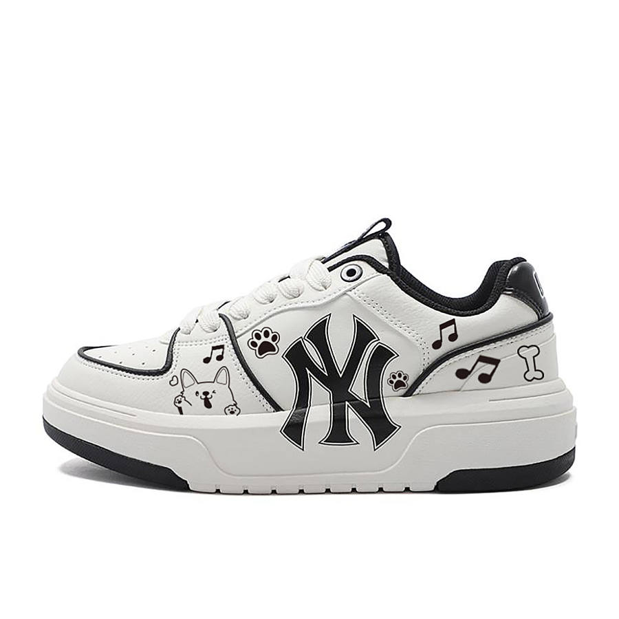 MLB Chunky Liner Pu Coverage Abrasion Resistant Low top Skateboard Shoes Unisex Black White