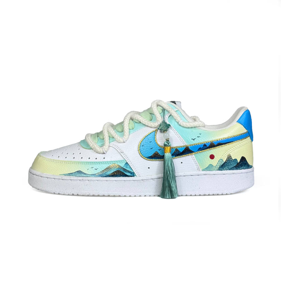 Nike Nike Court Vision 1 Abrasion Resistant Low top Skateboard Shoes Men's Blue Green