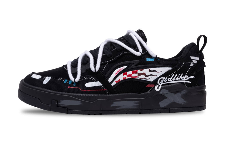 Li-Ning Li Ning Original Era Slip Resistant, Lightweight, And Breathable Low top Skateboard Shoes Men's Black White