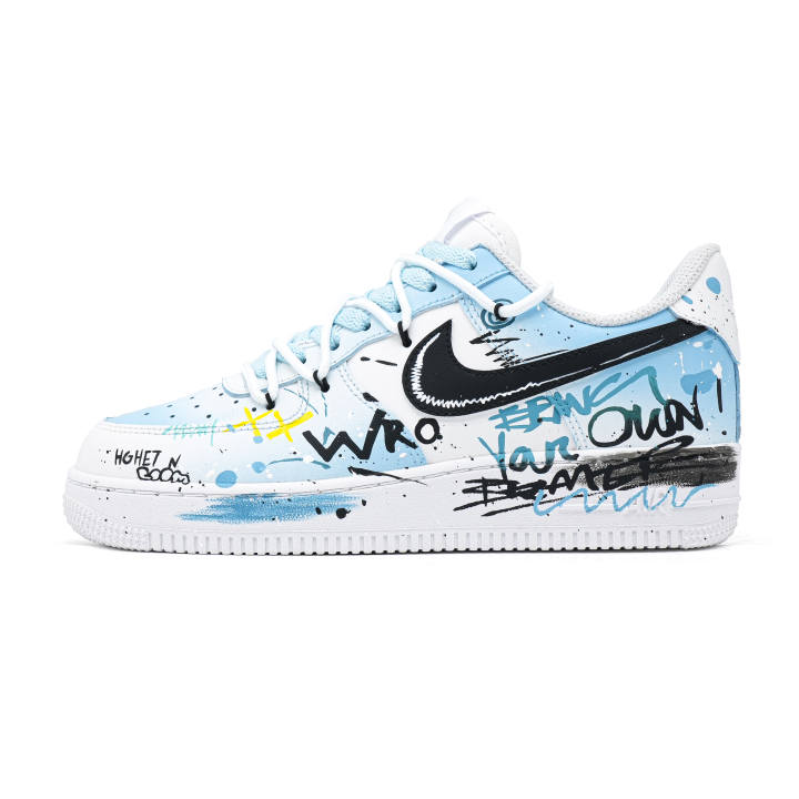 Nike Nike Air Force 1 Tea Chat Party Abrasion Resistant Low top Skateboard Shoes Unisex Blue White