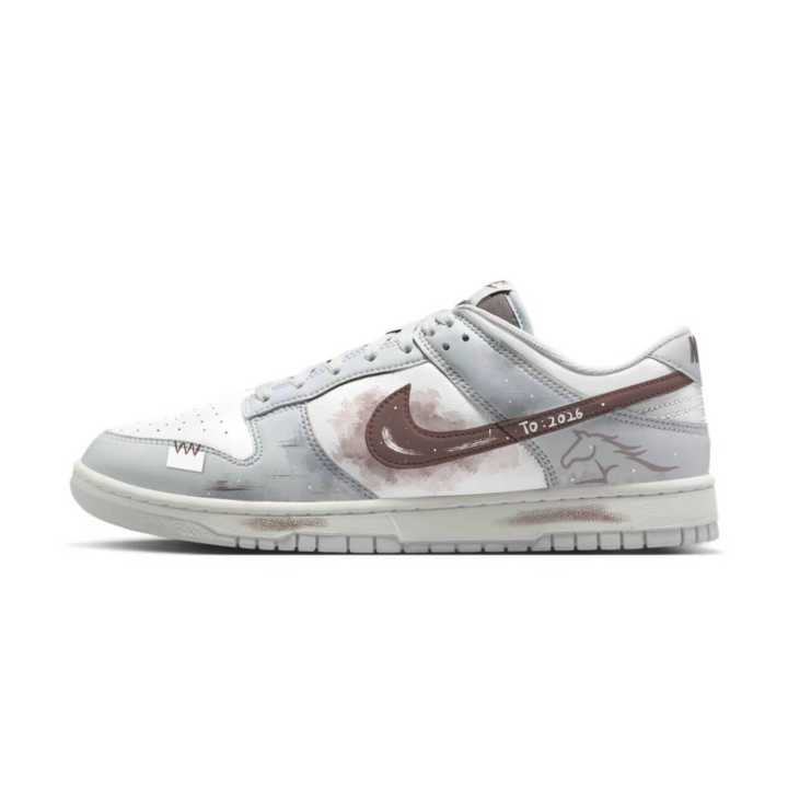 Nike Nike Dunk Abrasion Resistant Low top Skateboard Shoes Unisex White Gray