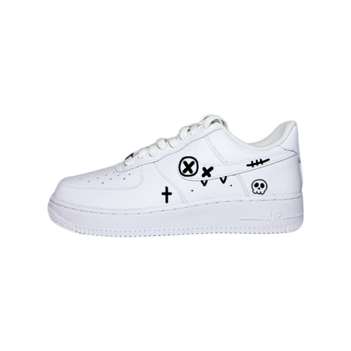 Nike Nike Air Force 1 07 Ghost Abrasion Resistant Abrasion Resistant Low top Skateboard Shoes Unisex Black White