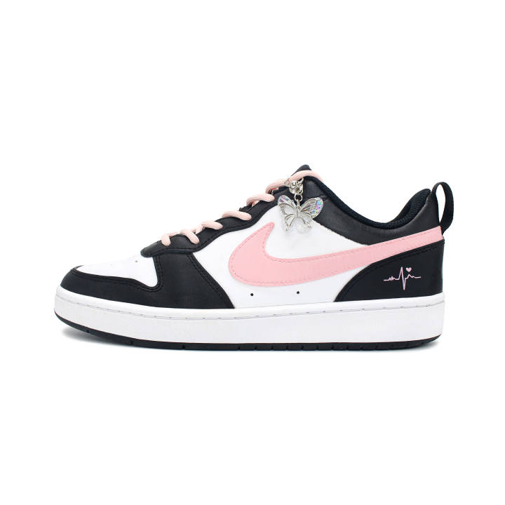 Nike Nike Court Borough 2 Wear resistant And Lightweight Low top Skateboard Shoes GS Black Pink